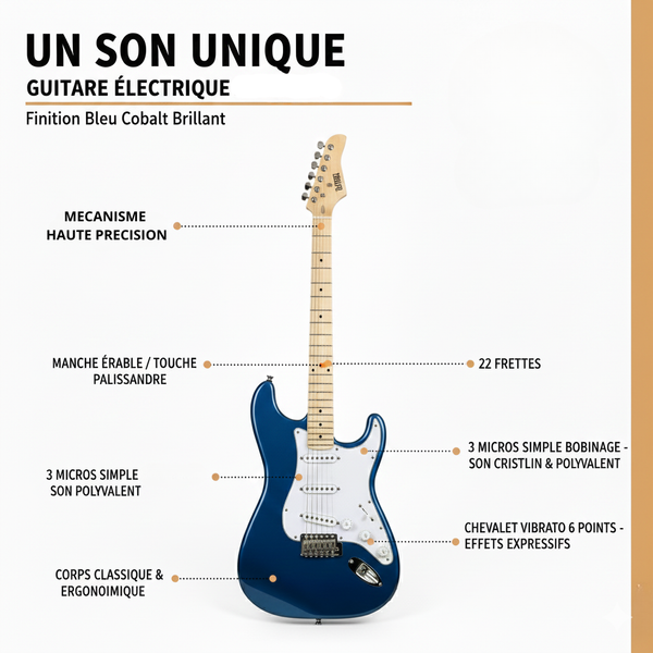 Guitare Électrique Bleu Débutant